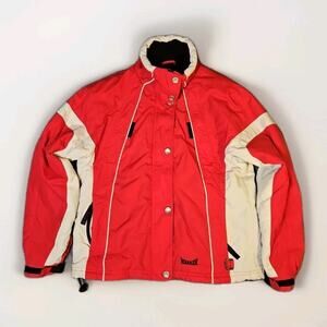 Vintage Marker Women’s Ski Jacket Red Cream Colorblock 90s Winter Snow Coat Sz 8